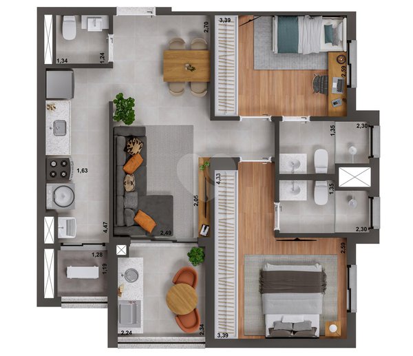 Apartamento 69m² 2
