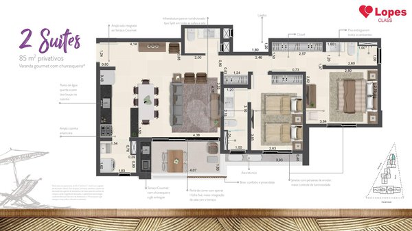 Planta Apartamento 85m²