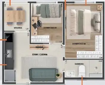 Planta Apartamento 32m²