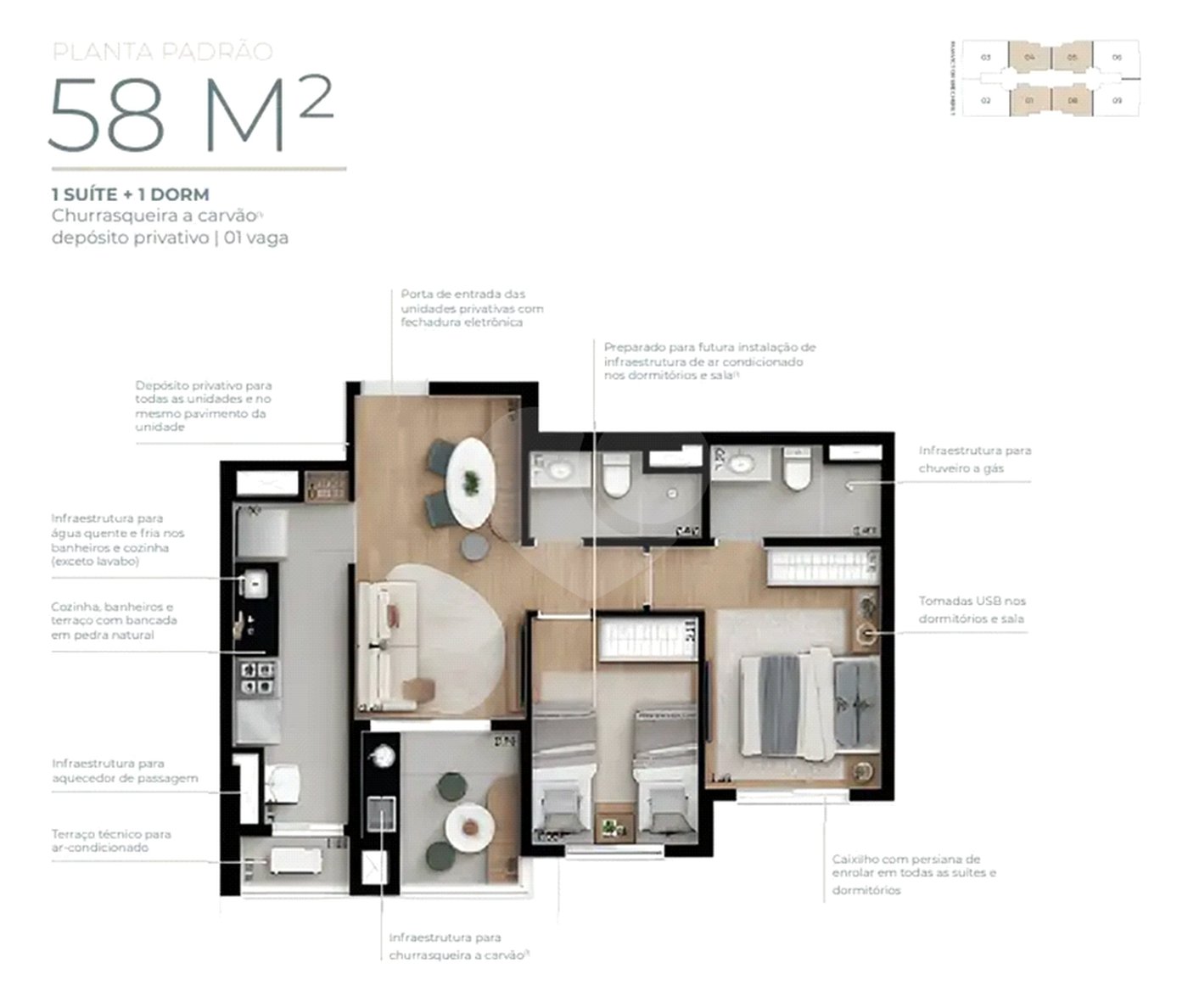 Apartamento à venda com 2 quartos, sendo 1 suíte, em Vila Yara, Osasco, SP