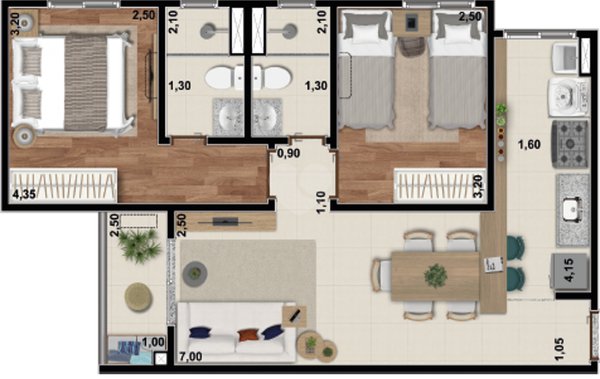 Apartamento 55m² 1