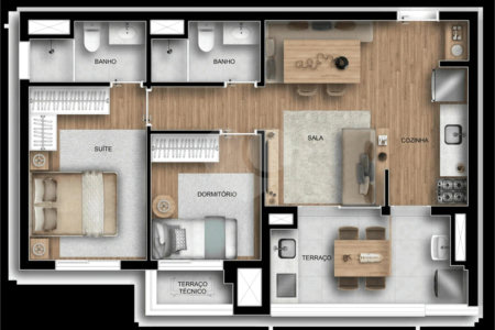 Apartamento à venda com 2 quartos, sendo 1 suíte, em Mirandópolis, São Paulo, SP