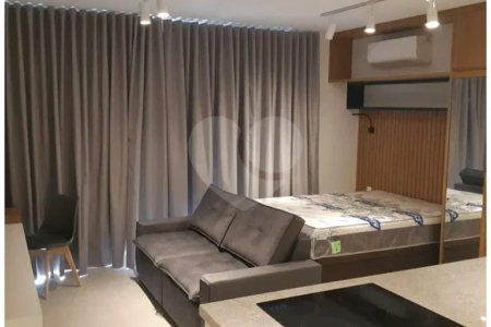 Landing Campo Belo 42 m² Apartamento semimobiliado para locação no Campo Belo, 1 quarto, garagem