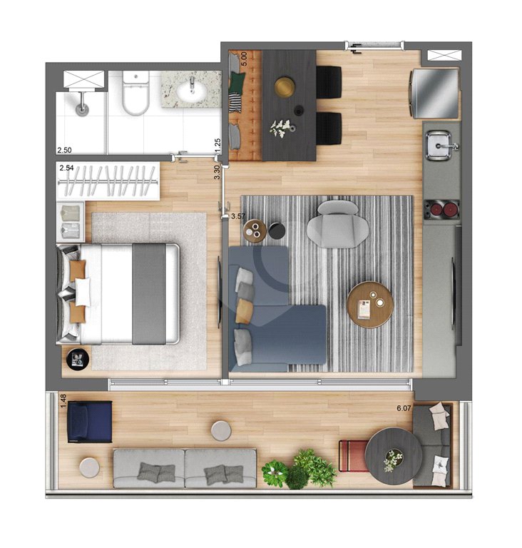Apartamento à venda com 1 suíte em República, São Paulo, SP