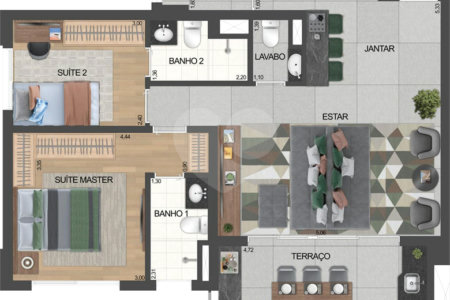 Apartamento à venda com 2 suítes em Santo Amaro, São Paulo, SP