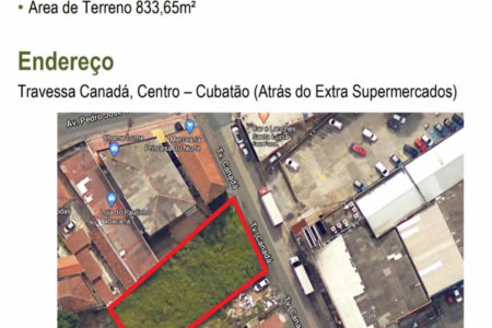 Terreno para alugar, 833 m² por R$ 8.230,00 - Vila Paulista - Cubatão/SP