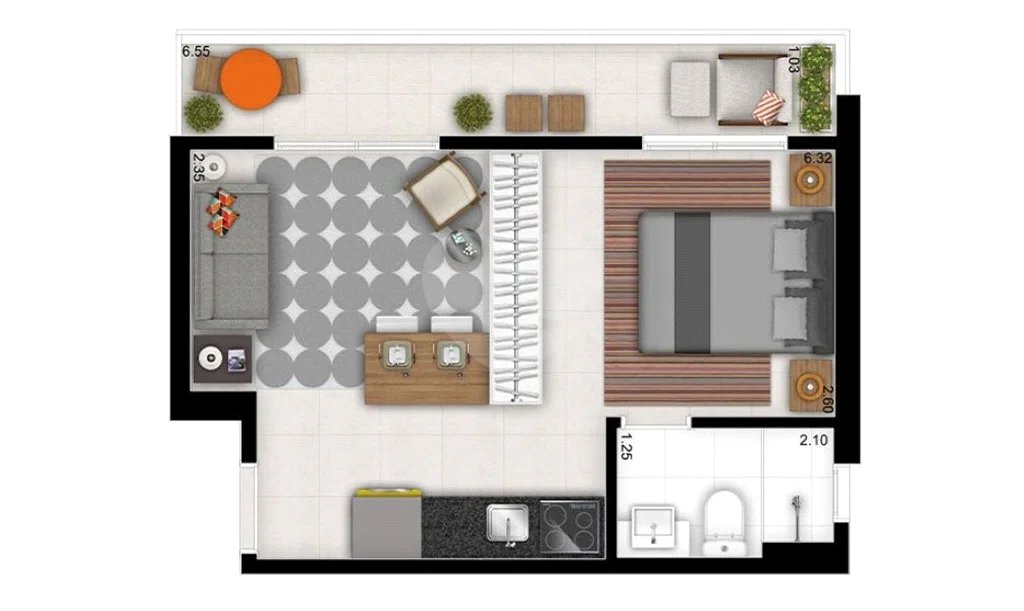 Studio Novo no Centro de São Paulo na Rua Brigadeiro Tobias , 32m² com Vaga, Completo Pronto para Morar. Estuda permuta em Indaiatuba.