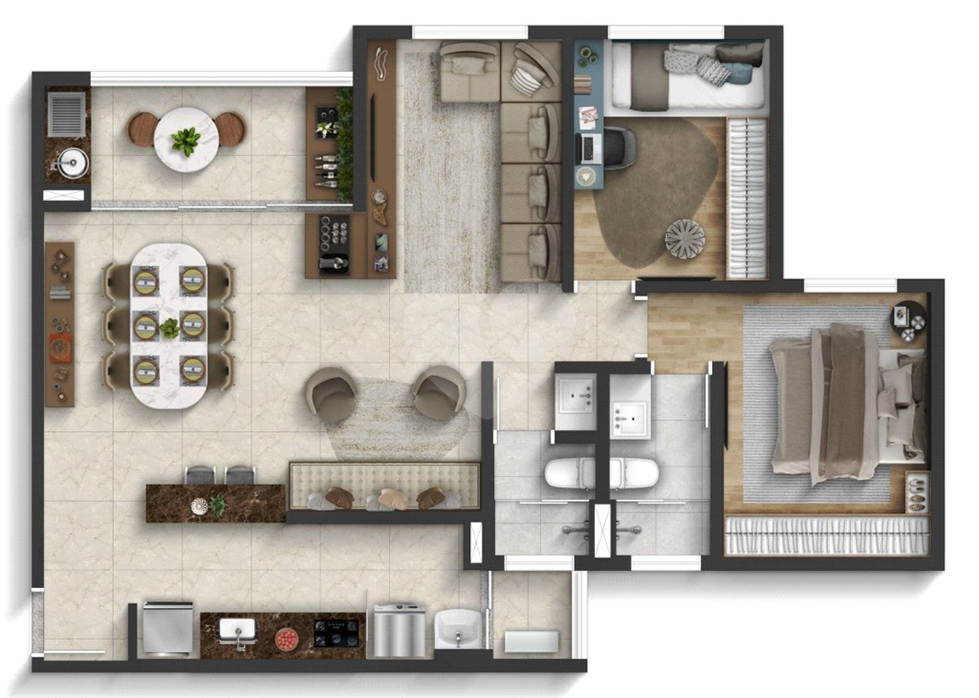 Apartamento à venda com 2 quartos, sendo 1 suíte, em Vila Espírito Santo, Sorocaba, SP