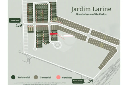LOTE RESIDENCIAL DE 500 M² À VENDA NO JARDIM LARINE – SÃO CARLOS/SP