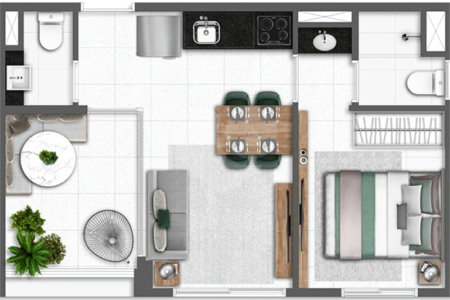 Apartamento à venda com 1 quarto em Pinheiros, São Paulo, SP