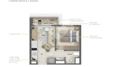 Apartamento à venda com 1 quarto em Pinheiros, São Paulo, SP