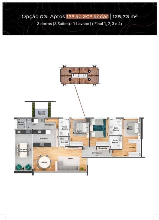 Apartamento à venda com 3 quartos, sendo 1 suíte, em Além Ponte, Sorocaba, SP