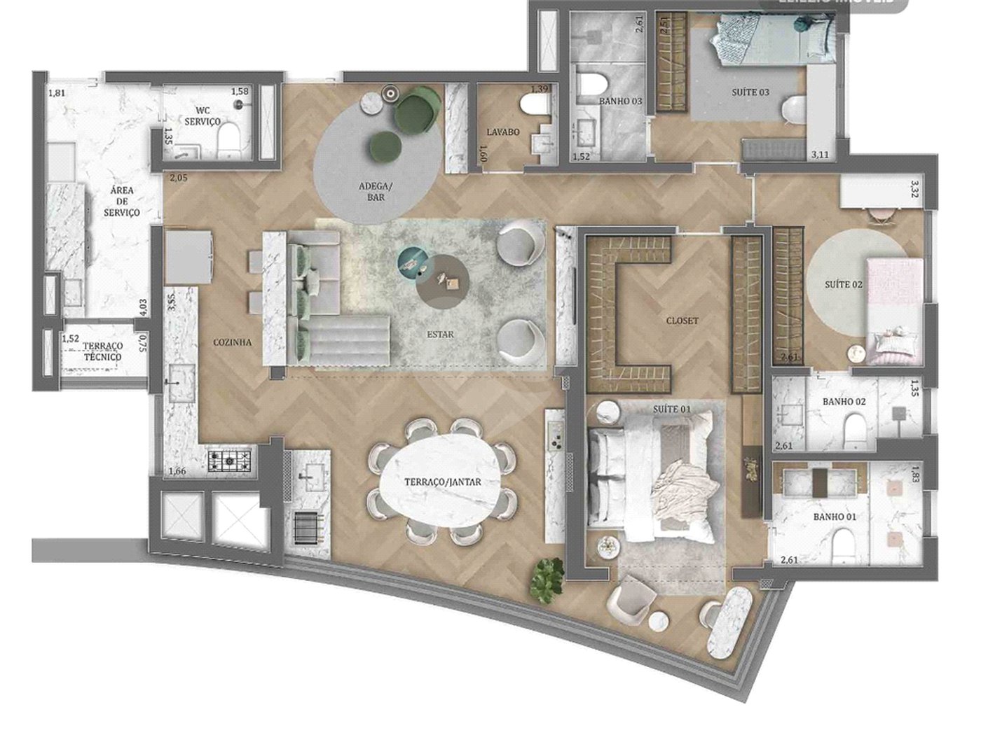 Apartamento à venda com 3 suítes em Água Branca, São Paulo, SP