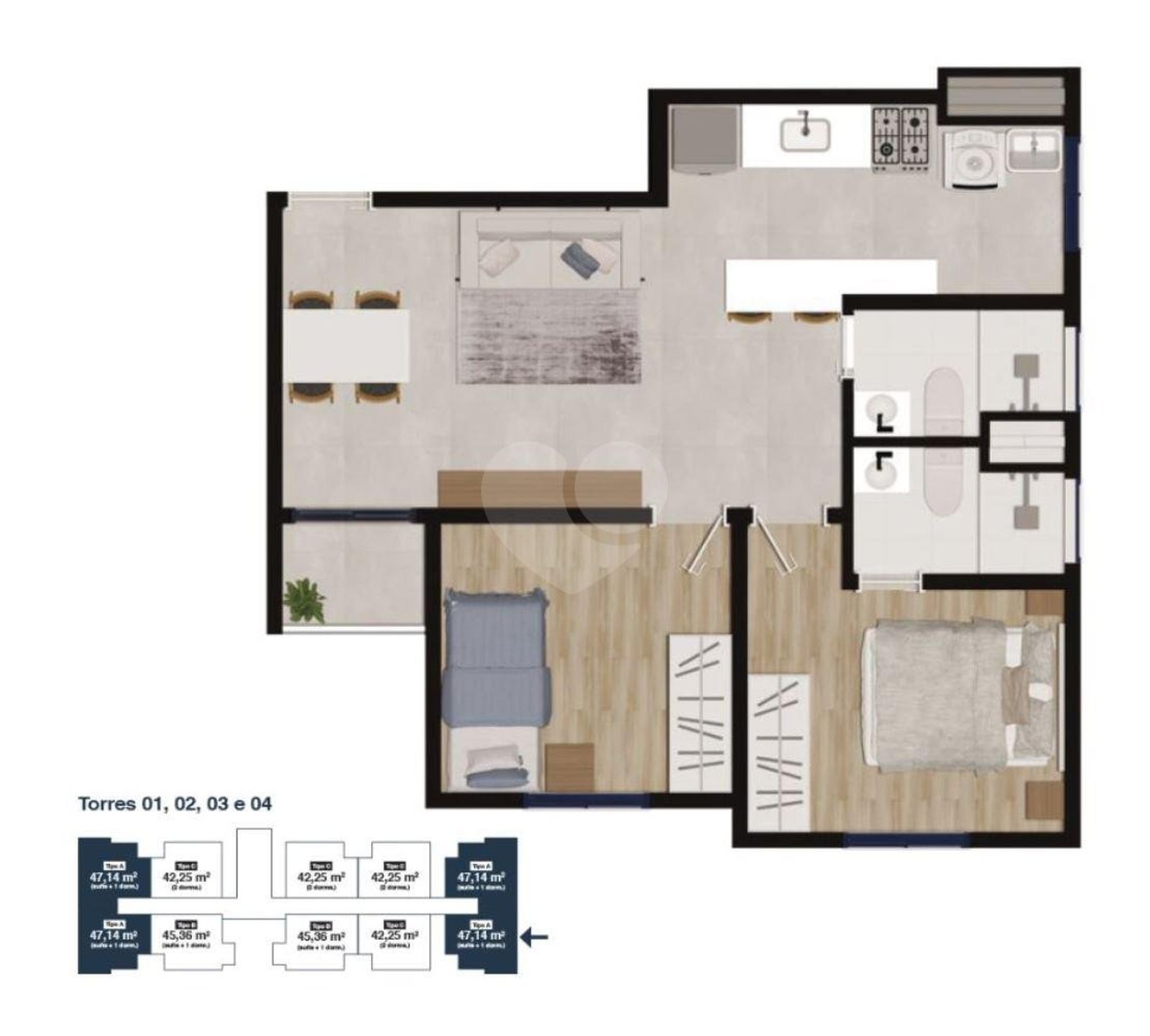 Apartamento 47m²