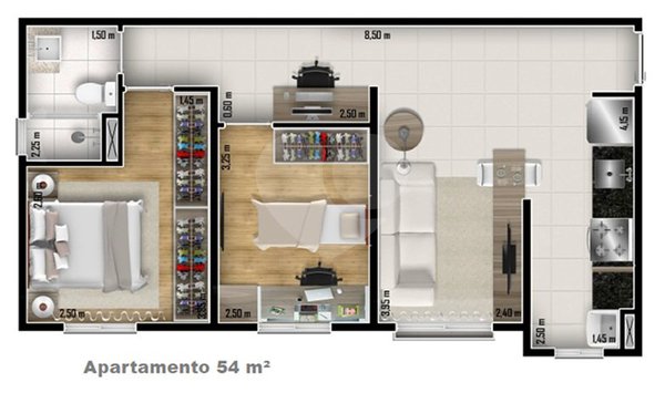 Apartamento 54m² 2