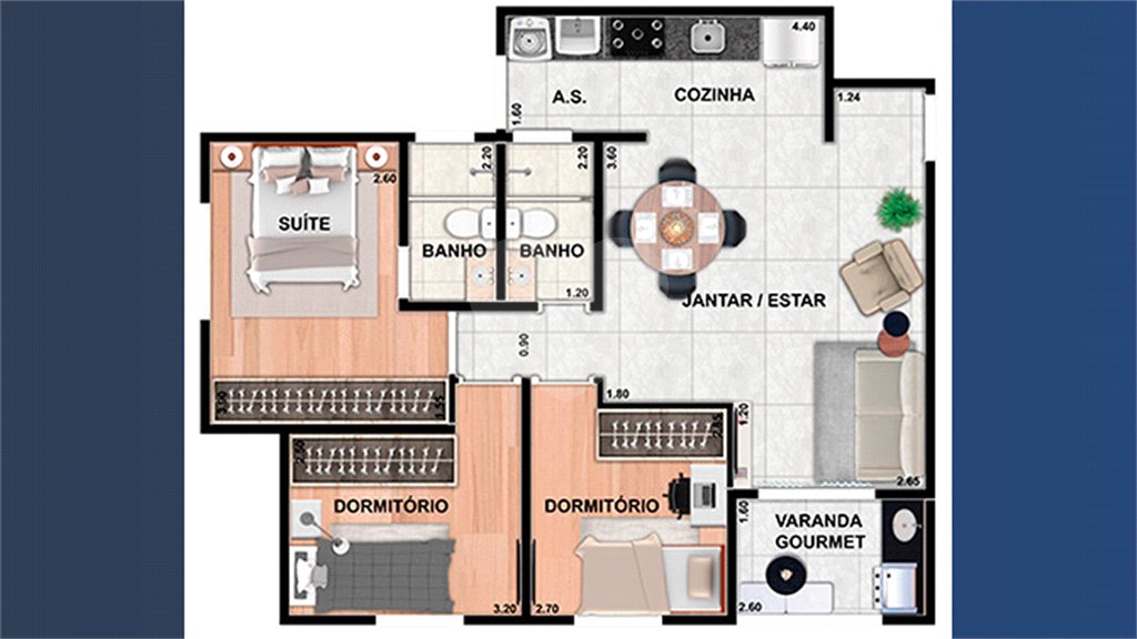 Apartamento à venda com 3 quartos, sendo 1 suíte, em Jardim Panorama, Valinhos, SP