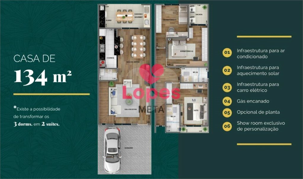 Casa à venda com 3 quartos, sendo 1 suíte, no condomínio Bosque Urbanova, São José dos Campos - SP