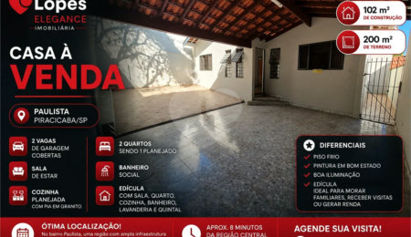 Casa à venda com 3 quartos em Paulista, Piracicaba, SP