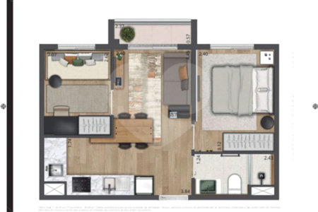 Apartamento para alugar com 1 quarto em Moema, São Paulo, SP