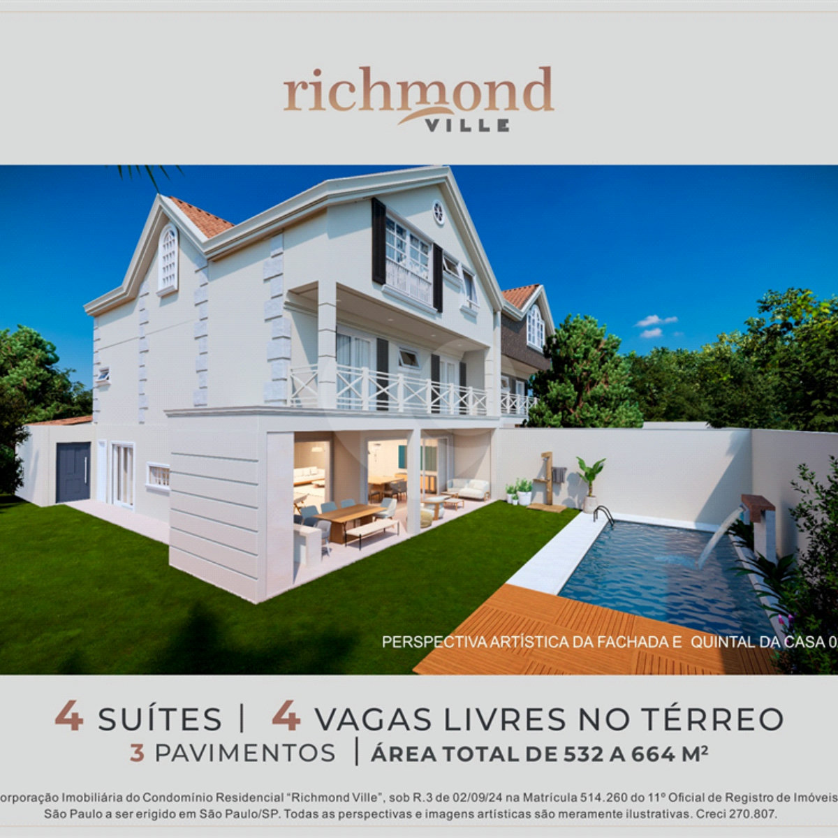 Casa à venda com 4 suítes no condomínio Richmond Ville, São Paulo - SP