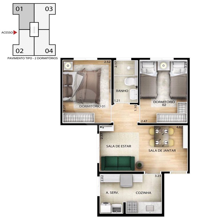 Apartamento para alugar com 2 quartos em Loteamento Dinorá Rosa, Sorocaba, SP