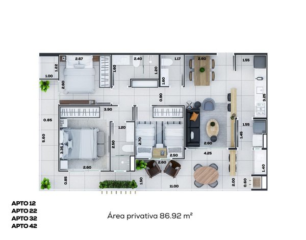 Apartamento 86m² 2