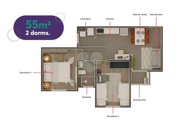 Apartamento 55m² 2