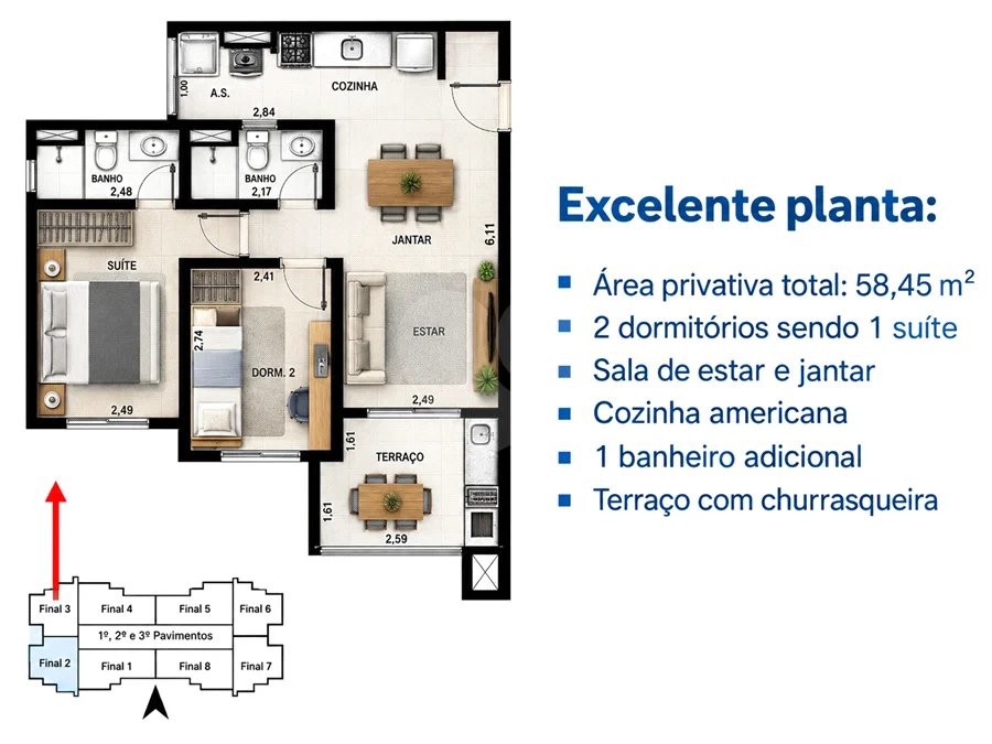 Apartamento à venda com 2 quartos, sendo 1 suíte, em Lagoinha, Ubatuba, SP