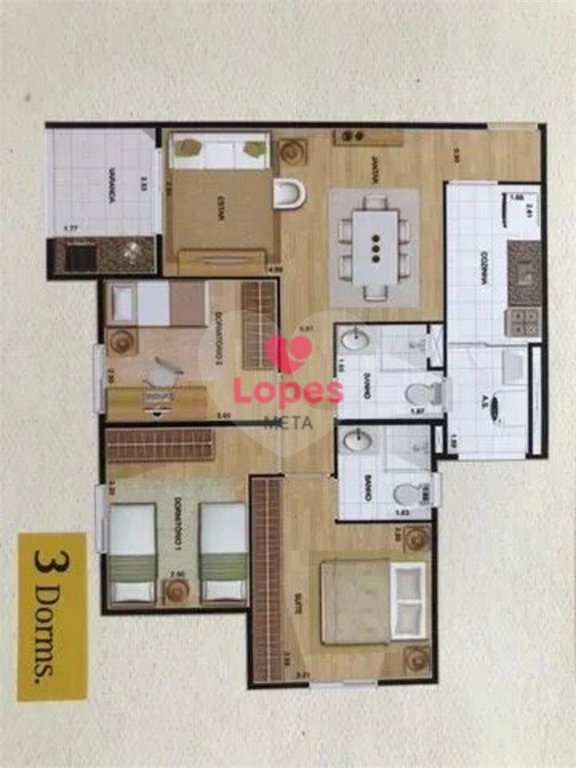 APARTAMENTO PARA VENDA 73M², 3 DORMITORIOS, 1 SUITE, 1 VAGA - BAIRRO VILA SANCHES - SÃO JOSÉ DOS CAM