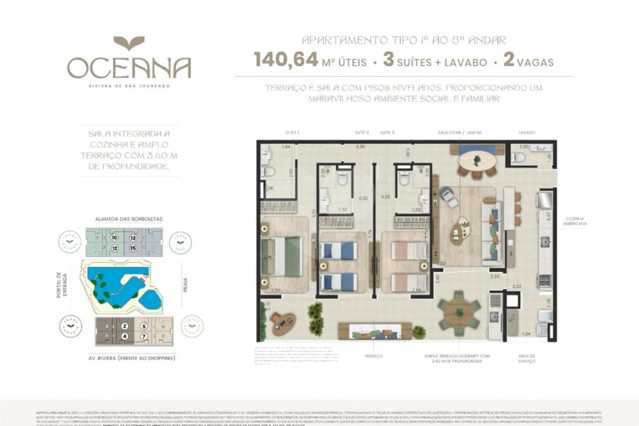 Apartamento à venda com 3 suítes em Riviera de São Lourenço, Bertioga, SP