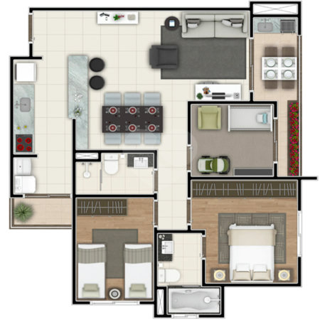 Apartamento à venda com 3 quartos, sendo 1 suíte, em Parque Campolim, Sorocaba, SP