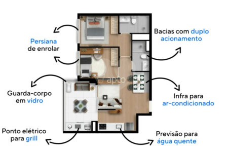 Apartamento à venda ou para alugar com 2 quartos, sendo 1 suíte, em Brooklin Paulista, São Paulo, SP
