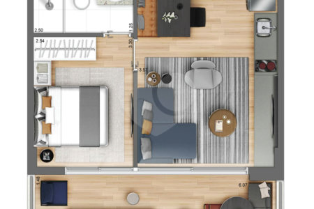 Apartamento à venda com 1 suíte em República, São Paulo, SP
