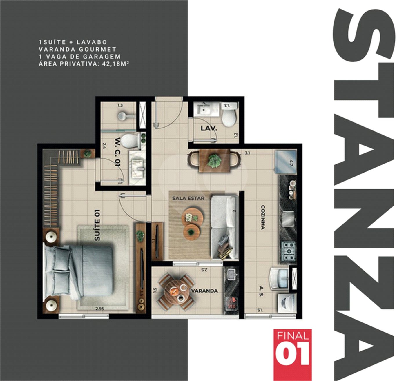 Apartamento à venda com 1 suíte em Atibaia Jardim, Atibaia, SP