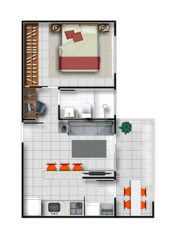 Apartamento 01 dormitório para venda no Edifício Residencial Via Campus