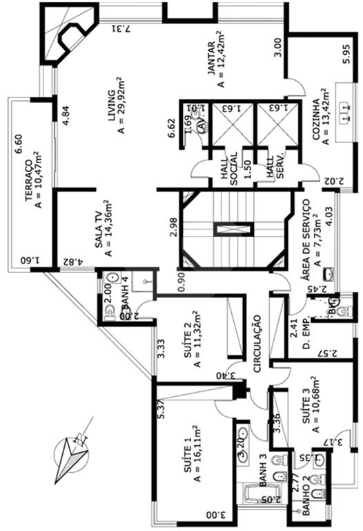 Apartamento com 3 Quartos à Venda, 190,56 m² por R$ 750.000