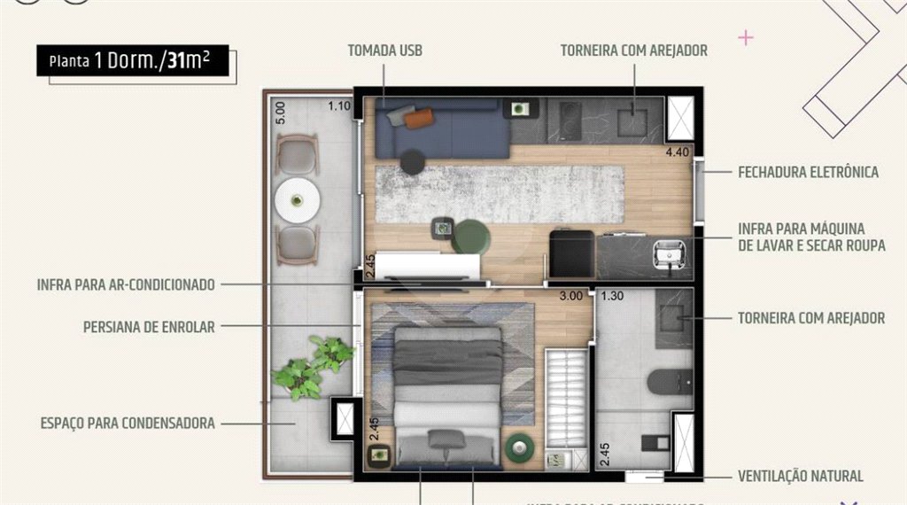 Apartamento à venda com 1 quarto em Pinheiros, São Paulo, SP