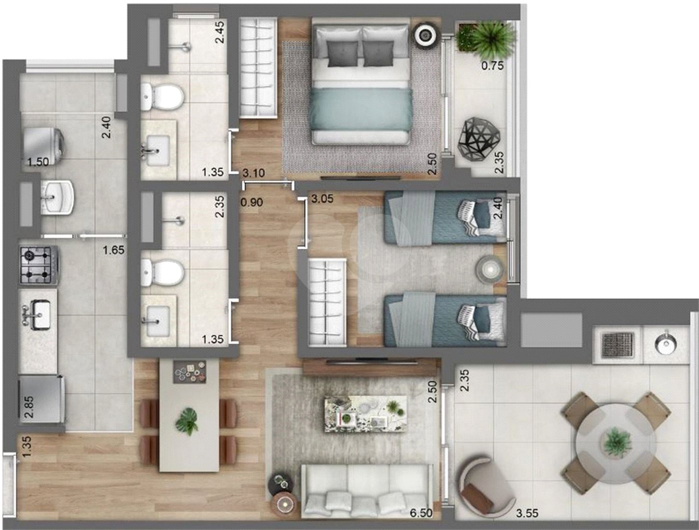 Apartamento à venda com 2 quartos, sendo 1 suíte, em Perdizes, São Paulo, SP