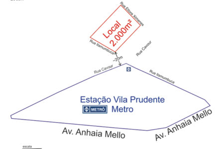 Área com 2.000 metros ao lado Metrô Vila Prudente