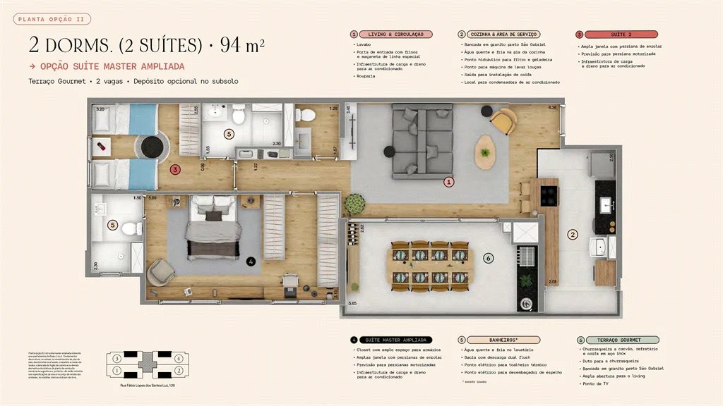 Apartamento à venda com 2 quartos, sendo 3 suítes, em Vila Andrade, São Paulo, SP
