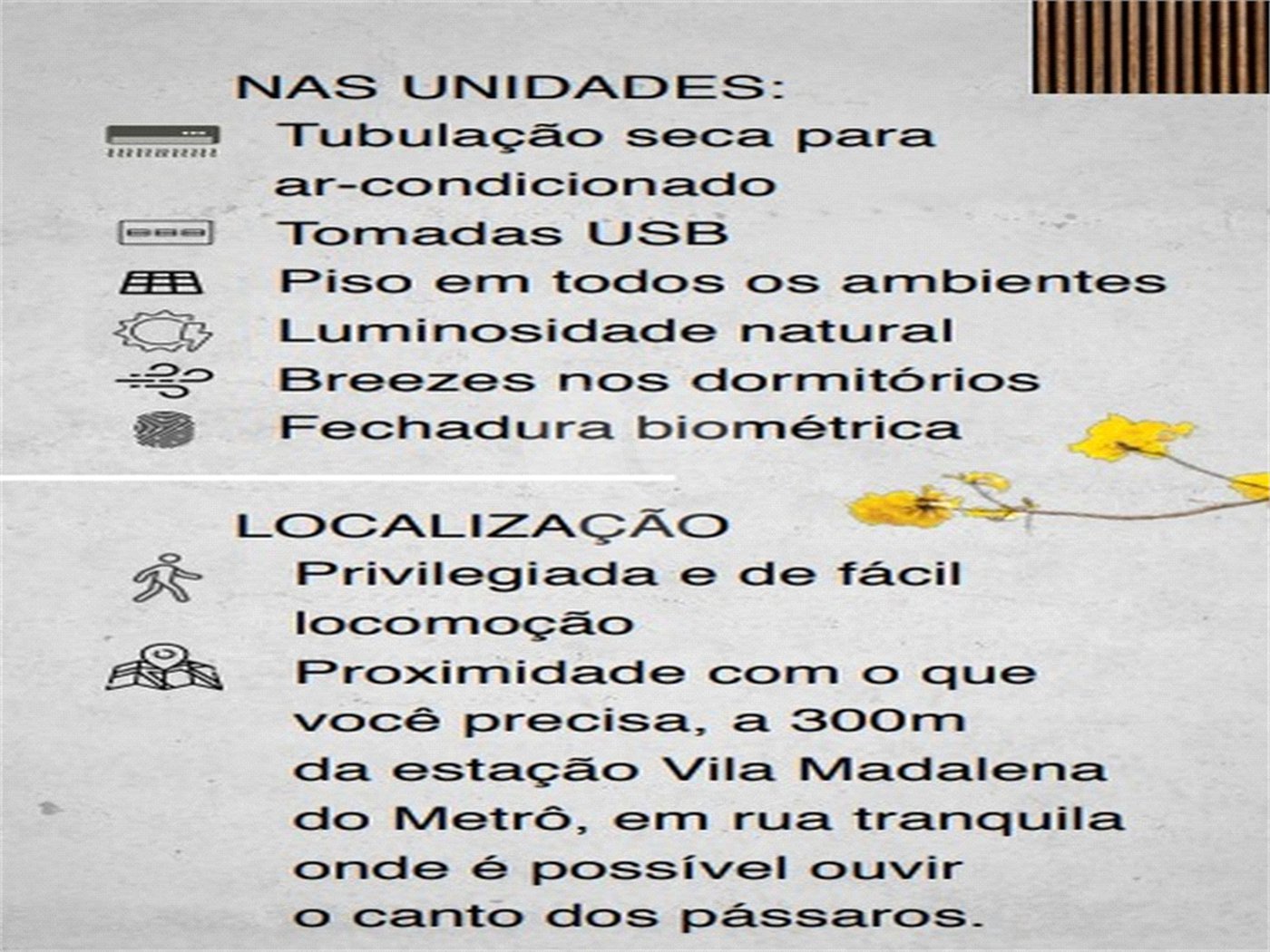 Studios com 34,06 e 36,41 m2, a 300 m do Metrô Vila Madalena