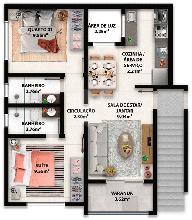 Apartamento à venda com 2 quartos, sendo 1 suíte, em Taperapuan, Porto Seguro, BA