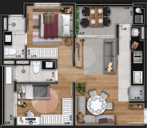Apartamento 60m² 3