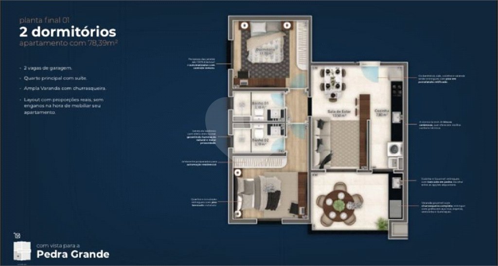 Apartamento à venda com 2 quartos, sendo 1 suíte, em Vila Gardênia, Atibaia, SP