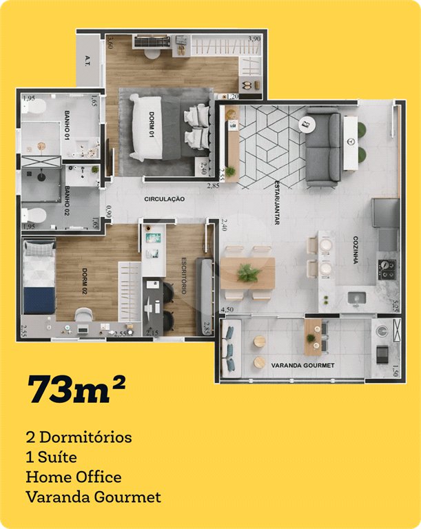 Apartamento à venda com 2 quartos, sendo 1 suíte, em Parque Campolim, Sorocaba, SP