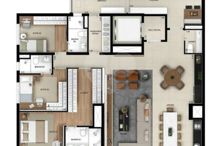 Apartamento novo com 129m² na Mooca com 2 suítes e 2 vagas.