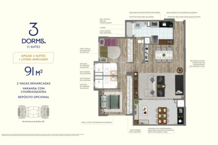 91m² - 3 dorm - 2 vagas