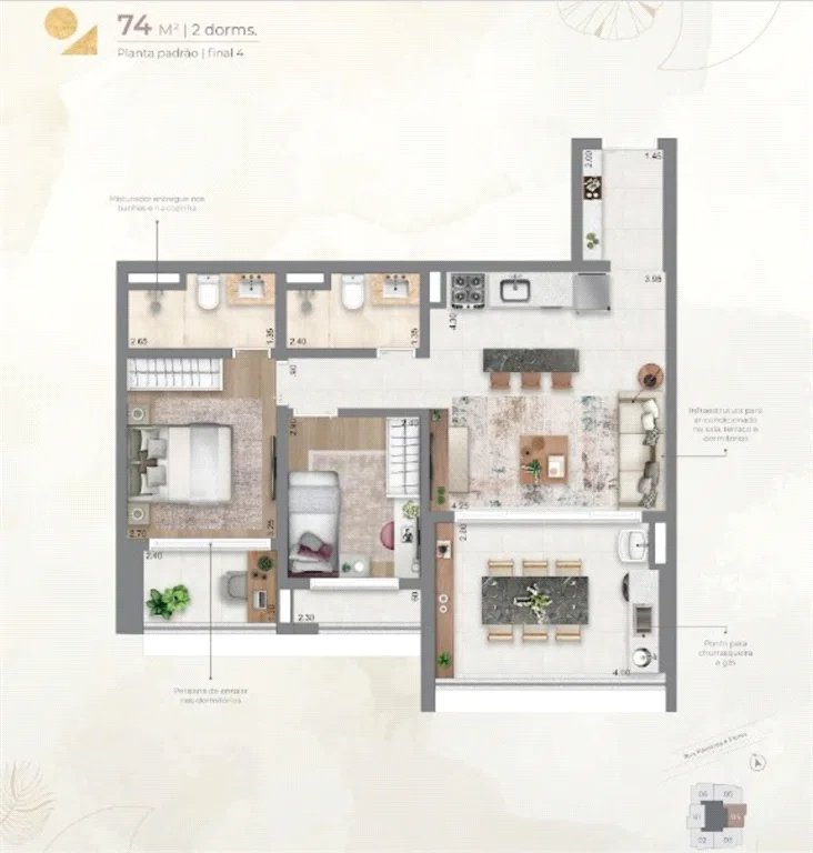 Apartamento à venda com 2 suítes em Jardim das Acácias, São Paulo, SP