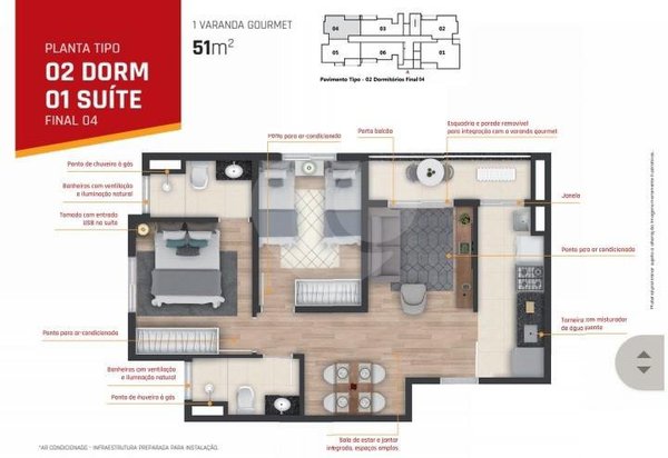 Apartamento 51m² 1