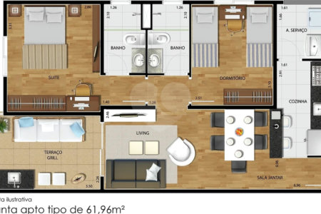 Apartamento à venda com 2 quartos, sendo 1 suíte, em Vila Galvão, Guarulhos, SP